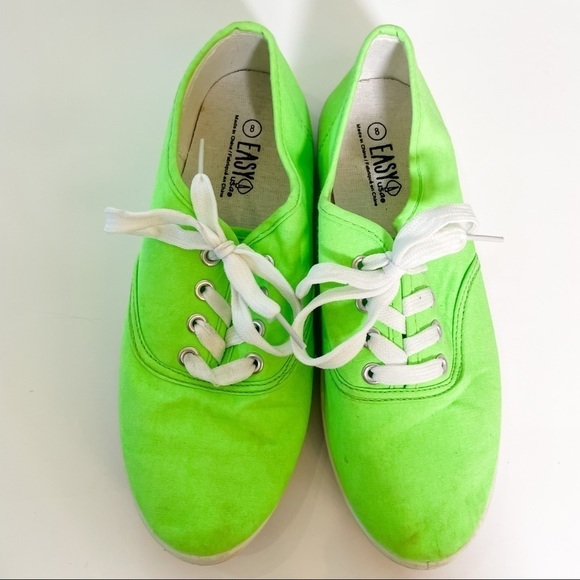 Neon Green/Yellow Lace up Sneaker - Picture 2 of 6